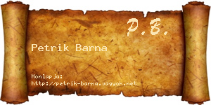 Petrik Barna névjegykártya